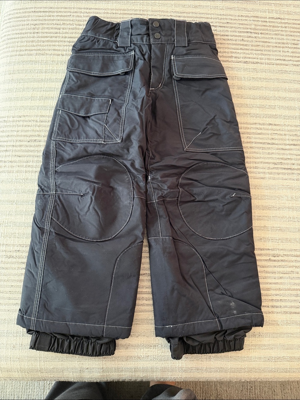 Kids Black Insulated Snow Pants - Durable Winter Cargo Style